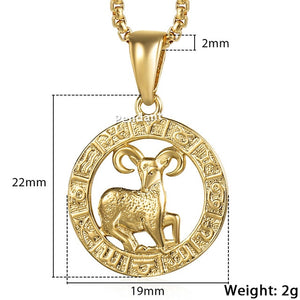 Zodiac Sign Gold Pendant Necklace