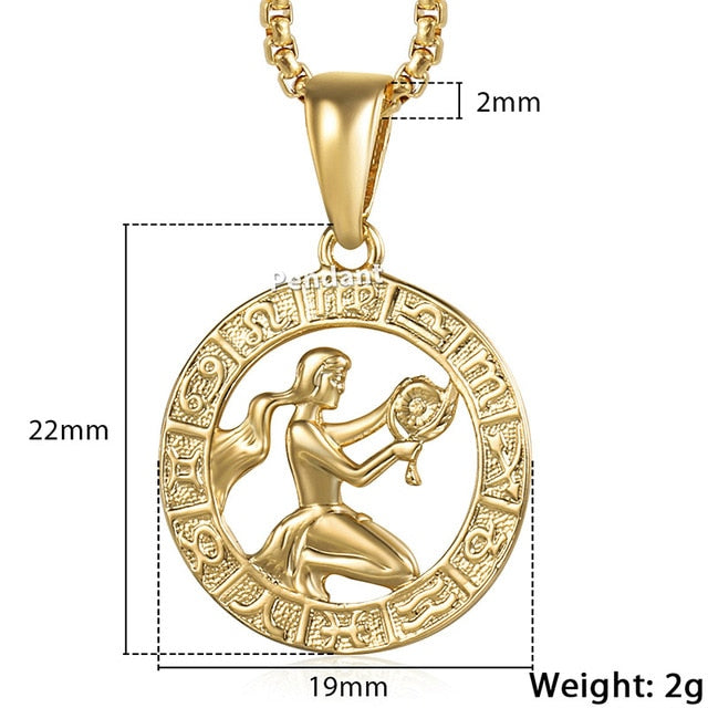 Zodiac Sign Gold Pendant Necklace