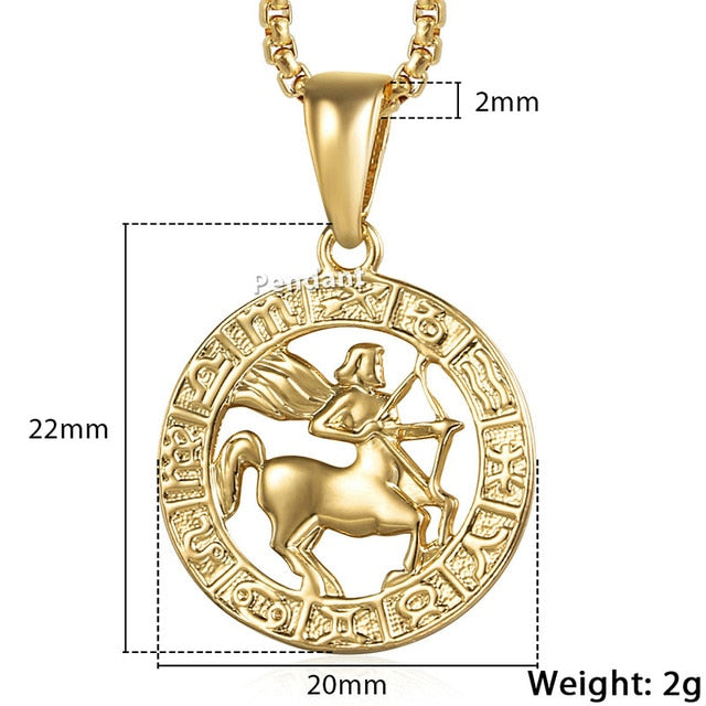 Zodiac Sign Gold Pendant Necklace