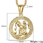 Zodiac Sign Gold Pendant Necklace